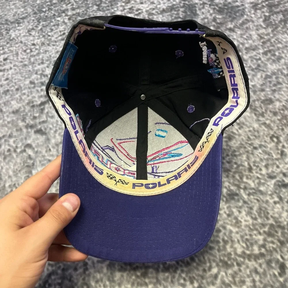 Vintage Team Polaris Racing Hat‎ Snap Back Black Purple Embroidered 90s